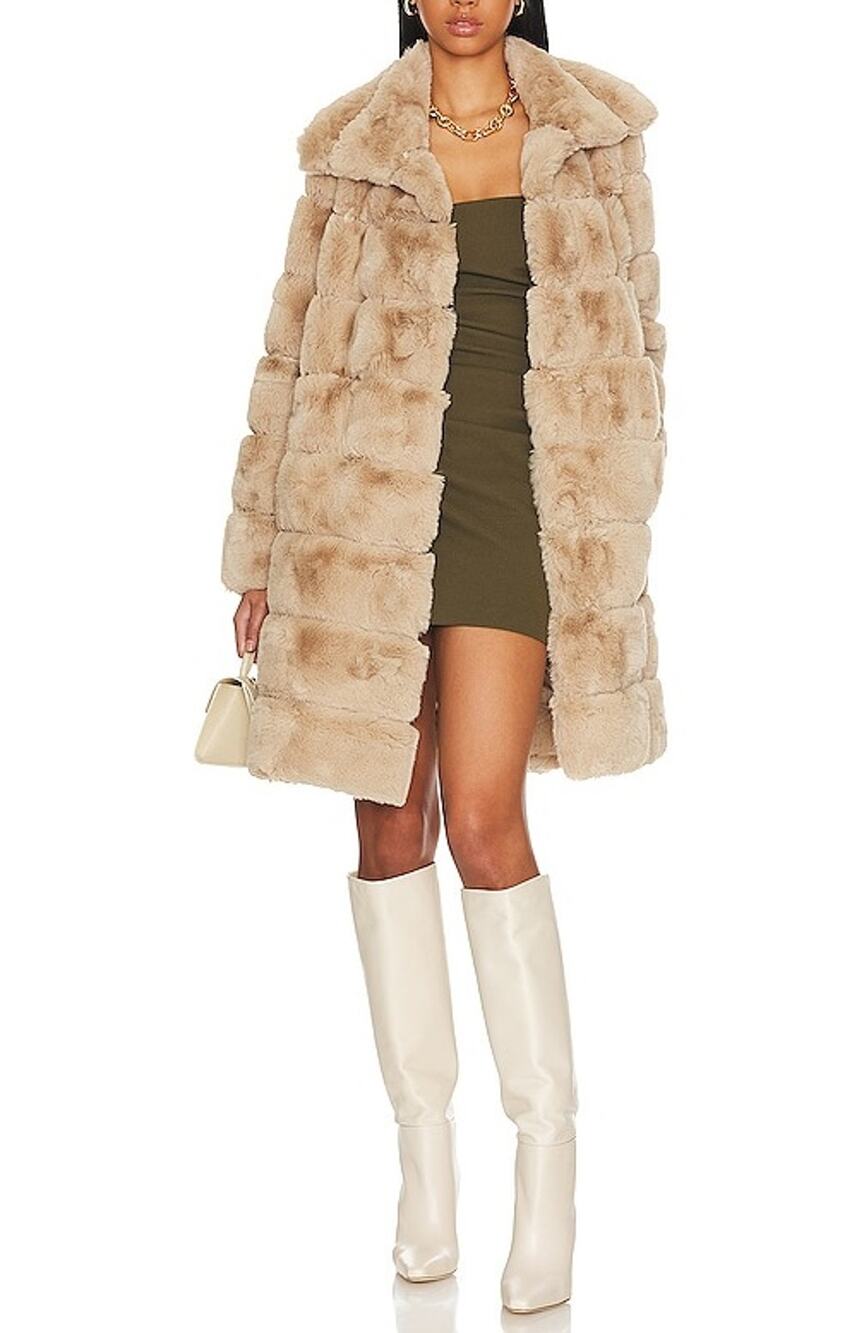 Adrienne Landau Faux Fur Cream Revolve Coat Size M